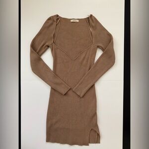 Knit Tan Long Sleeve mini Dress